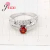 Clusterringe hochwertige Ankunft Echtes 925 Sterling Silber Wide Summer Style Band Schmuck mit rotem Zirkonia Bague Bijoux