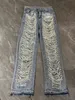 Beachapche Straight Jeans Femmes Holes Pearls Diamond Rhinstones Solid High Fashion Cotton Street Denim Pants 240412