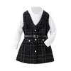 Ensembles de vêtements Baby Girl Plaid Tenues