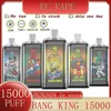 Bang King Original 15000 15K Puff 15000 15K RECHARGET RECHARGable Disposable Vape Pen E Cigarette Mesh Coil 25ml Préfilé 650mAh Batter