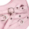 Shoulder Bags Fashion Belts Deco Halfmoon Women Punk Pink Color Handbags Pu Leather Y2K Crossbody Bag Small Female Purses 2024
