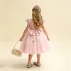 Dziewczyna maluchowa czerwona świąteczna sukienka księżniczka 12m dziecko roczna impreza urodzinowa suknia tutu Born Babe Bow Bowing Kostium Xmas 240423