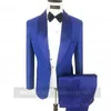 دعاوى الرجال الأنيقة جاكار أسود رسمي للرجال الزفاف العريس Tuxedo Prom Blazers Hombre جودة عالية مخصصة 3 قطعة مجموعة الأزياء Homme