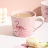 Tassen 1 Stück Flamingo Marmor gedruckt Kaffeetasse Keramik Kaffeetasse Wasser Tasse Sommergetränk Hochzeits Geburtstag J240428