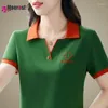 Women's Polos Short Sleeve Polo Shirt T-shirt Fashion Ladies Shirts Summer T Women Slimming Versatile Top Lapel Sports