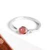 Обручальные кольца Уникальный набор темперамента с цирконом кольцо простое отверстие для женщин сладкое розовое христаллическое кольцо Стриберри в лесу