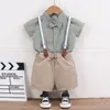 Ensembles de vêtements Baby Boy Summer Summer Corean Plaian Plaid Shirts Shirts Sauthomètres Two Piece Taths Carth