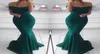 Vestidos de Fiesta Simple Dark Green Mermaid Long Evening Dresses 2018 Off Shoulder Gleats Formal Prom Party Gowns Cheap Wear1232533