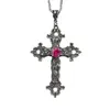 Collier de pendentif en croix de cristal punk pour femmes hommes gothiques chaîne de coldiers couloirs