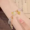 Ketting nieuwe Chinese stijl jade konijn veiligheidslot armband imitatie hotan jade armband dames luxe kleine nummer verstelbare sieraden