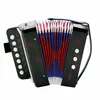 Mini 7-Tey-Akkordeon Langlebig 2 Bass Akkordeon Bildungsmusikinstrument Spielzeug für Amateuranfänger Bestes Geschenk Schwarz