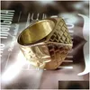 Autres accessoires Valily Male Pyramid Ring Horus Eyes Anubis Pattern Triangle 14k Jaune Gold Anneaux Céométriques Bijoux pour hommes Drop Dhd5l