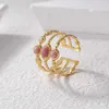 Pierścienie zespołowe Pierścień ze stali nierdzewnej damskiej różowy kamień złota pary małżeństwo rjewelry retro akcesoria za darmo wysyłka J240429