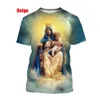 Herren T-Shirts 2022 Neues Sommer Fi 3D T-Shirt BLUDE Jungfrau Maria Jesus Print Glaube Liebe Hoffnung Männer/Frauen