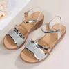 Kledingschoenen dames sandalen zomer helling hielplatform zacht zool gouden zilveren kleur trendy 2024 outdoor wiggen pompen