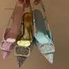 샌들 우아한 샌들 디자이너 여성 하이힐 웨딩 신발과 모조리 장식 장식 패션 등 빈 발가락 9cm 스틸레토 힐 드레스 신발 섹시