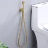 Ställ in mässing handhållen toalettbidge sprayer Set Tillbehör Black Bidet kran för badrumshandssprutning Dusch Jet Self Cleaning Gold