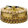 Bransoletka projektantka mody 3PCS/Set Imperial Crown King Męska Bransoletka Pave CZ Złote Bracelety dla mężczyzn luksus urok mankiet mankietowa biżuteria urodzinowa 971