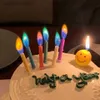 Kaarsen 6pcs multicolour vlam kaarsen Happy Birthday Candle Party Cake Decoratie Bakplug-in Jaar Holiday Wedding D240429