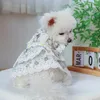 Dog Apparel Cat Dress See-through Breathable Soft Comfortable Elegant Flower Pattern Pet Lace Princess Supplies Wedding