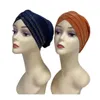 Arab Wrap Muslim Scarf Hijabs Turbans African Headtie Stones Hat for Women Pleated Beanie Headwrap Hair Accessories 12pcs/pack 240410