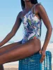 Frauen Badebekleidung Ein Schulterstrandbadeanzug Stück Hochtaille Halfer Luxus -Bikini und Deckung Vintage einzigartige Einzelartikel 2024 Frauen
