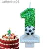 Bougies football pour enfants bougies d'anniversaire 0-9 numéro vert scintillant d'anniversaire de football bougie pour boy gâteau gâteau topper décoration d240429