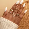 Cluster Rings 9pcs/sets Bohemian Wave Sun Ring Sets For Women Clear Crystal Stone Letter V Geometric Joint Jewelry Anillo 15120