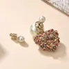 Boucles d'oreilles Arrivées Big Pearls rétro en laiton amour coeur rouge rose fleur fleuris