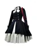 Robes décontractées 2024 Médiéval Retro Gothic Black Lace Up Chain Bow Robe Vintage Long Sleeves Ruffle Lolita Halloween Cosplay Costume