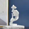 Denkerstatue Skulptur -Stille ist Goldfiguren Harz Retro Wohnkultur für Bürostudien Wohnzimmer Abstrakte Gesicht Ornamente Abstrakte afrikanische Dekoration