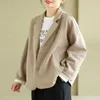 Trajes de mujer 2024 primavera otoño vintage consultorio de seno sólido dama blazer sólida manga larga chaqueta de traje suelto coreano blazers femenino