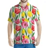 Polos pour hommes fleur colorée Polo Polo Polo Men 3D Print Floral Côtes de rue Shirt Street Shirt Summer Surdimension