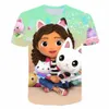 T-shirts T-shirt de dessin animé Gabby Dollhouse 3D Vêtements de rue imprimés pour garçons et filles mignons T-shirt surdimensionné de la mode décontractée pour enfants TOPL2404