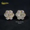 TOP VERKOOP Bloemontwerp 10k vast geelgouden Iced Out Luxury VVS Moissanite Stud oorbellen Hip Hop EarringDesigner sieraden