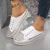 Casual schoenen Crystal Sneakers Slippers Platform Half Women Summer Paar Bling Mules Kristallen Veterschuifjes plus maat 42 43