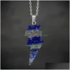 Colliers de pendentif Stone Natural Lightning Rose Rose Blue Quartz Collier en cristal pour femmes bijoux Gift Drop Livrot Pendant Dhgarden DH6QX