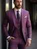 Costumes pour hommes Purple Men pour mariage Single Breasted Prom Blazer Custom Made 3 Pieces Groom Tuxedos Man Business Clothing Costume Homme