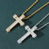 Pendant Necklaces Instagram Personalized Hip Hop Cross Necklace Pendant with True Gold Micro inlay T-shaped Zircon Street Fashion Mens Jewelry