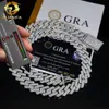 Cuban Link armband ketting 925 Sterling Silver GRA Certificaat Hip Hop 15mm Dubbele rij Iced Out Moissanite Diamond Cuban Link Chain LBI0