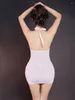 Casual Dresses Sexy Women Bandage Tights Dress Hollow Out Package Hip Micro Mini Oil Glossy Shiny Sheer See Through Club