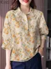 القمصان البلوزات النسائية Zanzea 2024 Spring الأنيقة Blusas Floral Print Bohemian Disual Work Tops Party Excerize Women Label Diert 3/4 SLVE Blouse Y240426