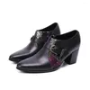 Dress Shoes Personality 8 Cm High Heel Fashion Pointed Head Male Hairstylist Leather Stage Show Breathable