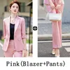 Frauen zweisteuelhafte Hosen Mode rosa Stile Frauen Business Suits Frühling Sommer Formal Professionelle Arbeit tragen Karriereinterviews Blazer