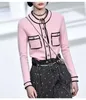 Dzienniki damskie cienki elegancki w paski dzianinowy sweter różowy sweter dla kobiety 2024 Wiosna jesienna żeńska koszulka projektantka luksusowe ubrania