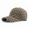 Ball Caps Men Women Thick Windproof Wool Check Baseball Cap Truckers Hat Outdoor Winter Structured Plaid Checked Print For Keep Warm