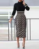Basic Casual Kleider Designer -Kleid Frauen Frühling/Sommer New Long Sleeve High Neck Split Taille Wrap Hip Kleid