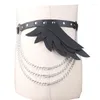 Belts Y2k Angel Wing Rivet Belt PU Thin Adult Adjustable Waist Straps