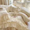 Bettwäsche Sets Cotton Chic Beige Cake Rock Bettdecke für Mädchen Schlafzimmer Stickerei Ultra weich