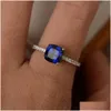 Solitaire Ring Fashion Fashion Big Square Sky Blue Stone Rings for Women Gioielli Regali di fidanzamento del matrimonio intarsia